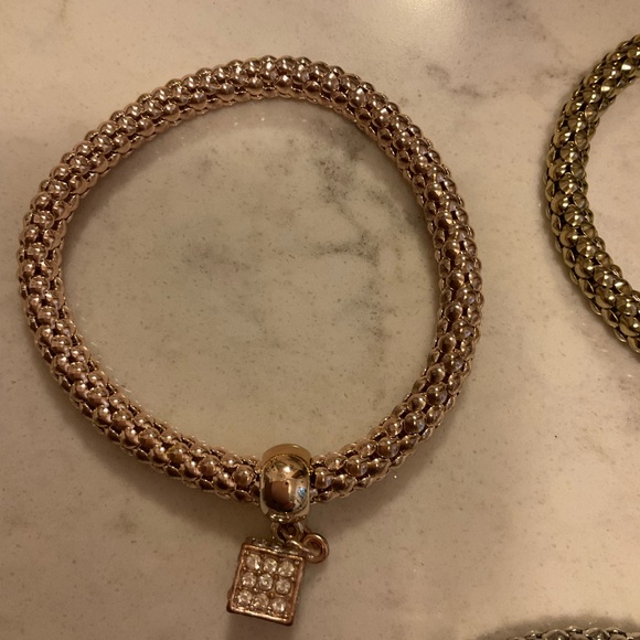 Set of Three Metallic Bracelets with Charms - Picture 3 of 4